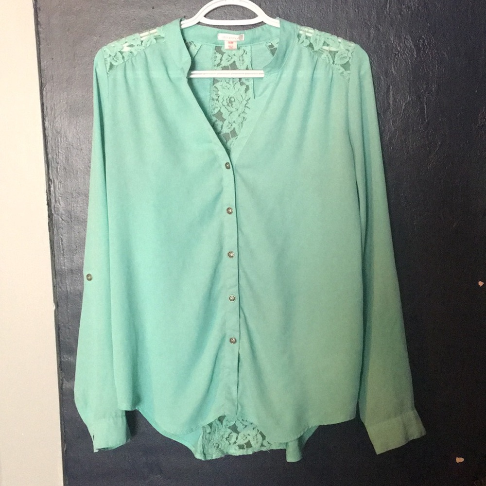 Mint green long sleeve blouse